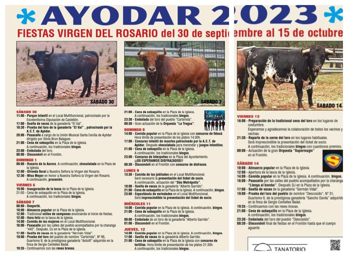 Programa de las fiestas de Ayódar.