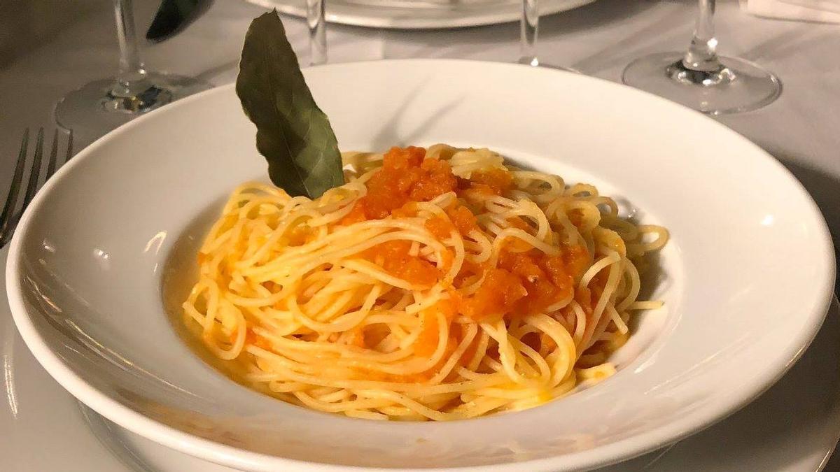 Espaguetis al laurel de Sofía Loren, el plato más antiguo de Il Giardinetto.