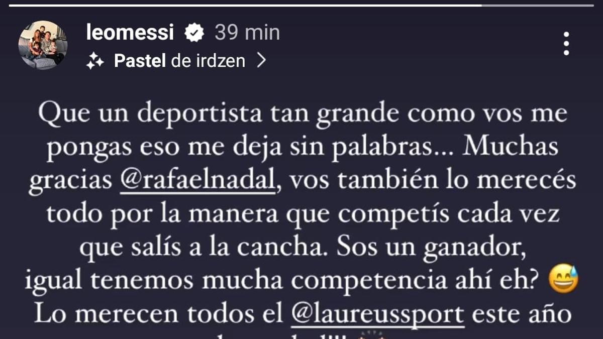 Mensaje de Leo Messi a Nadal.