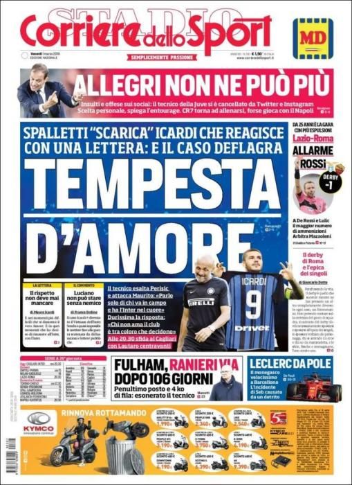 Portada CORRIERE DELLO SPORT viernes 1 marzo 2019