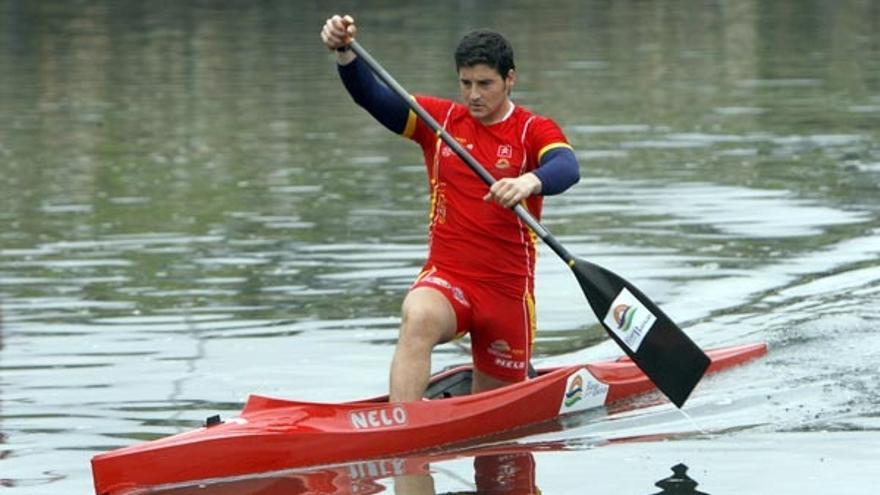 David Cal, al inicio del entrenamiento realizado ayer en el Lérez.