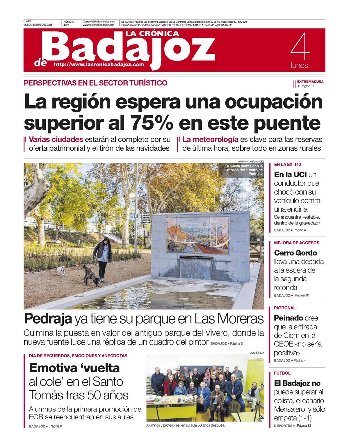 Consulta la portada correspondiente al día 4 de diciembre de 2023