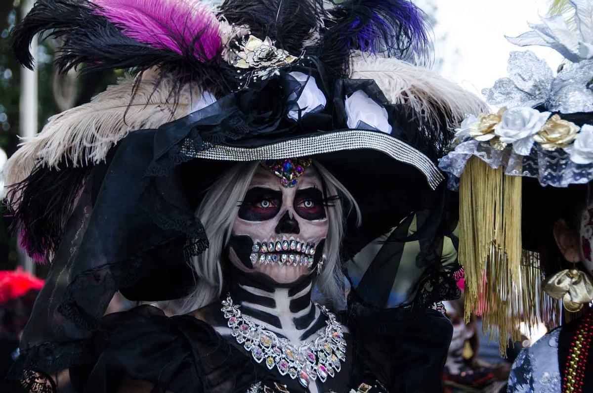 Catrina en el desfile del Día de Muertos en Ciudad de México