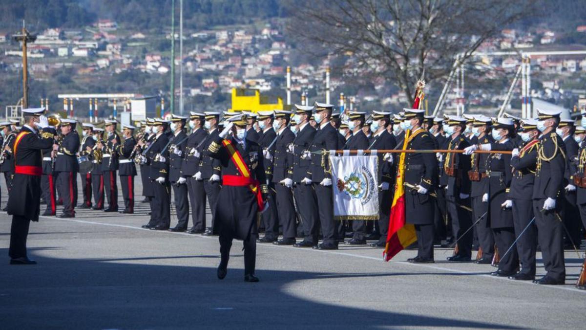 Un momento del acto, ayer, en la escuela en Marín.  | // FDV