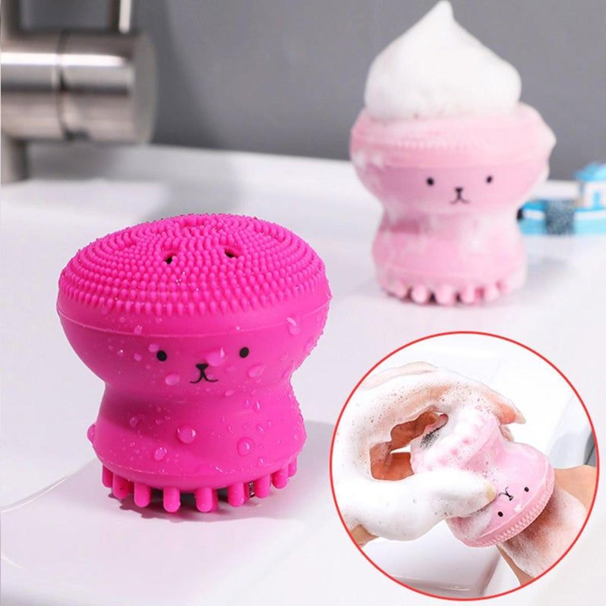 Cepillos de limpieza Facial de silicona Cute Octopus Cleanser