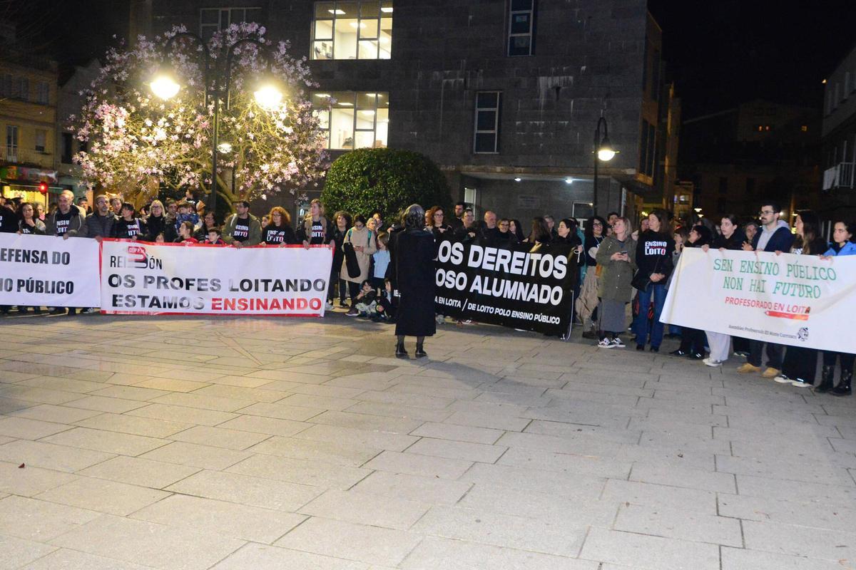 Una de las últimas manifestaciones de la comunidad educativa el pasado mes de febrero en Cangas.