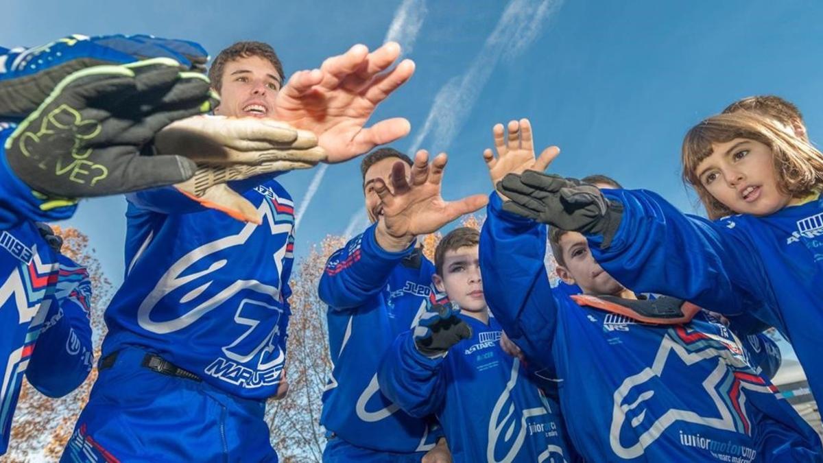 Àlex Márquez (Honda, MotoGP), hoy, en su campus con niños en el circuito de Rufea (Lleida).