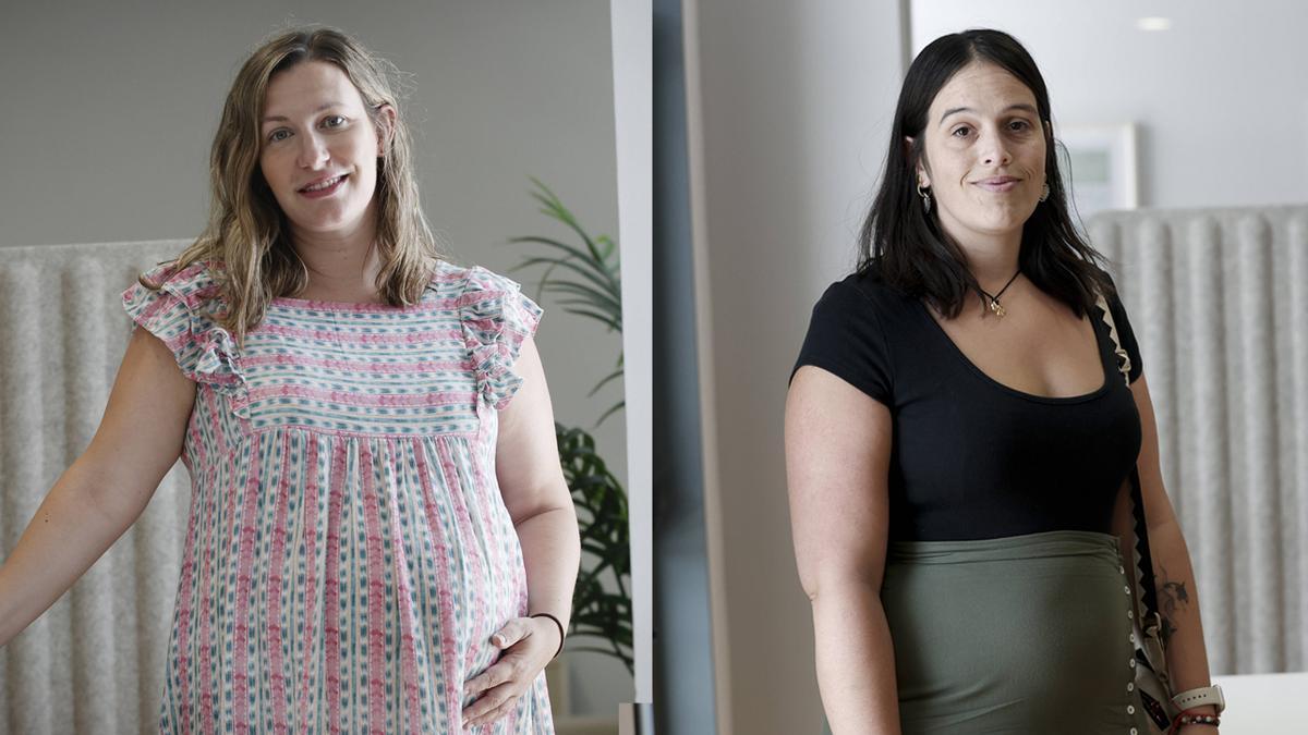 A la izquierda, Luisa Espases, que dentro de unos meses tendrá a su segundo bebé y ha participado en el programa PROM. A la derecha, Raquel Fernández, madre de tres niños, en su último embarazo también ha participado en el programa.