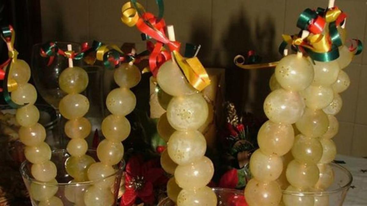 Brochetas de uvas.