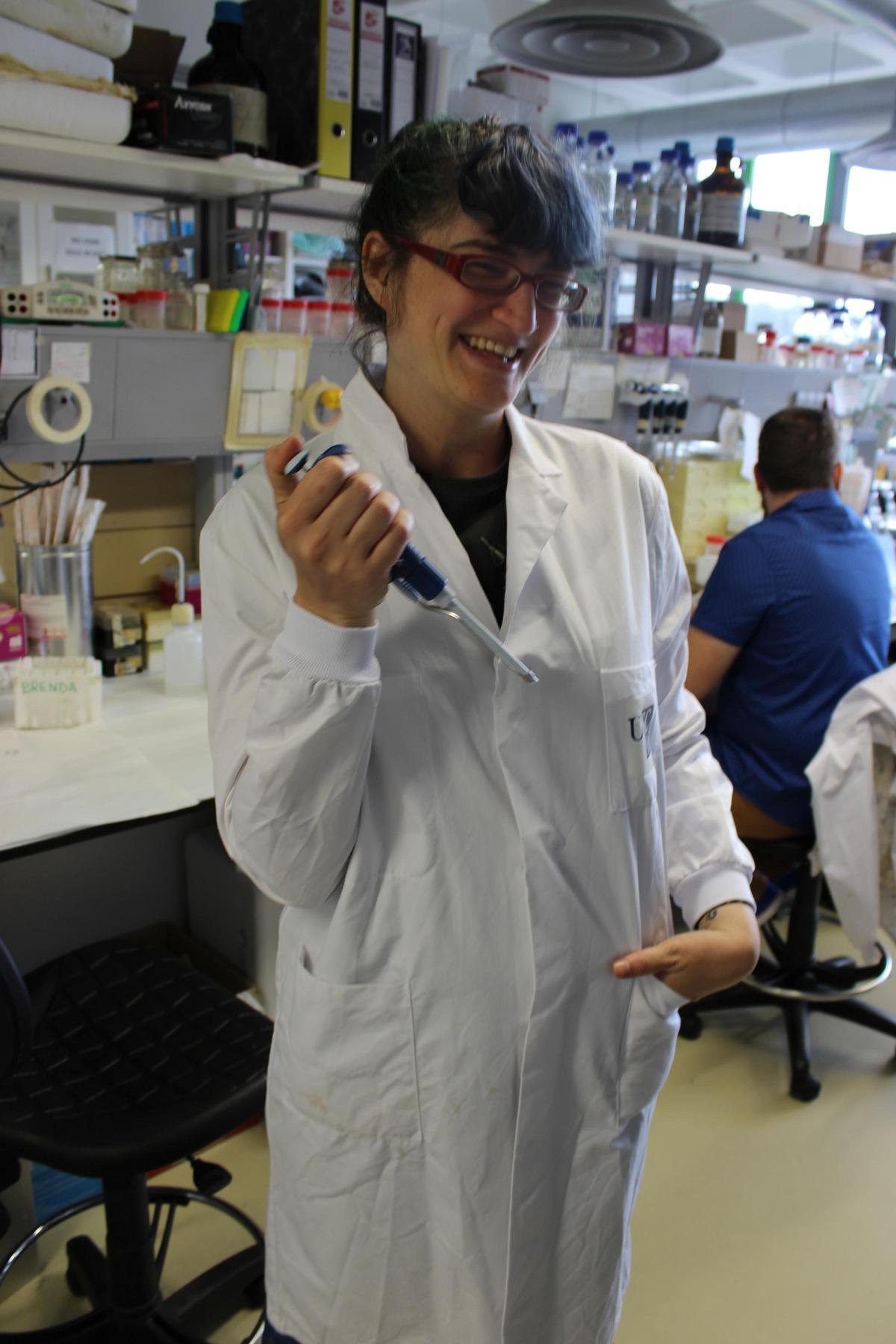 Rebordelo, en el laboratorio de la USC.