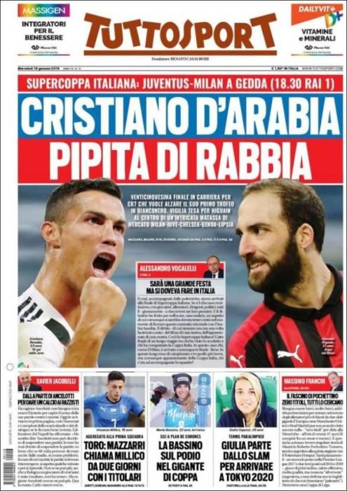 Portada TUTTOSPORT miércoles 16 enero 2019