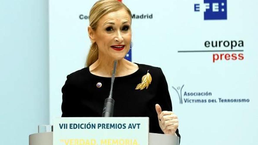 Cifuentes va intervenir ahir en una entrega de premis.