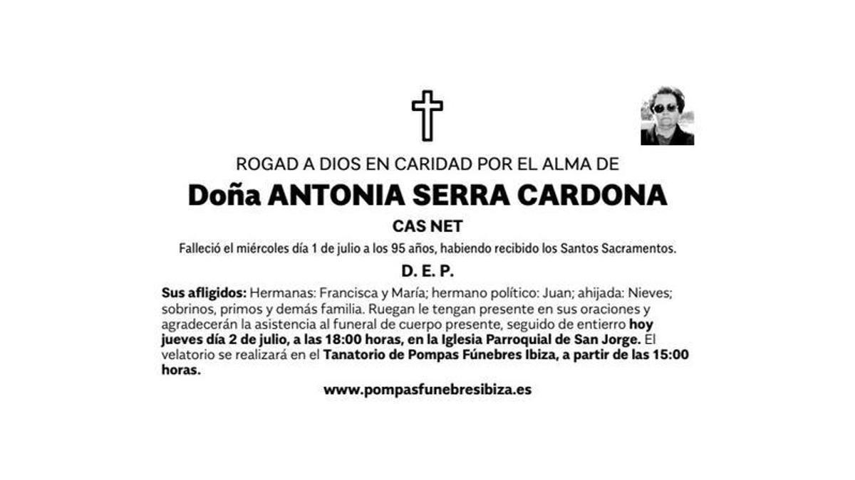 Esquela Antonia Serra Cardona