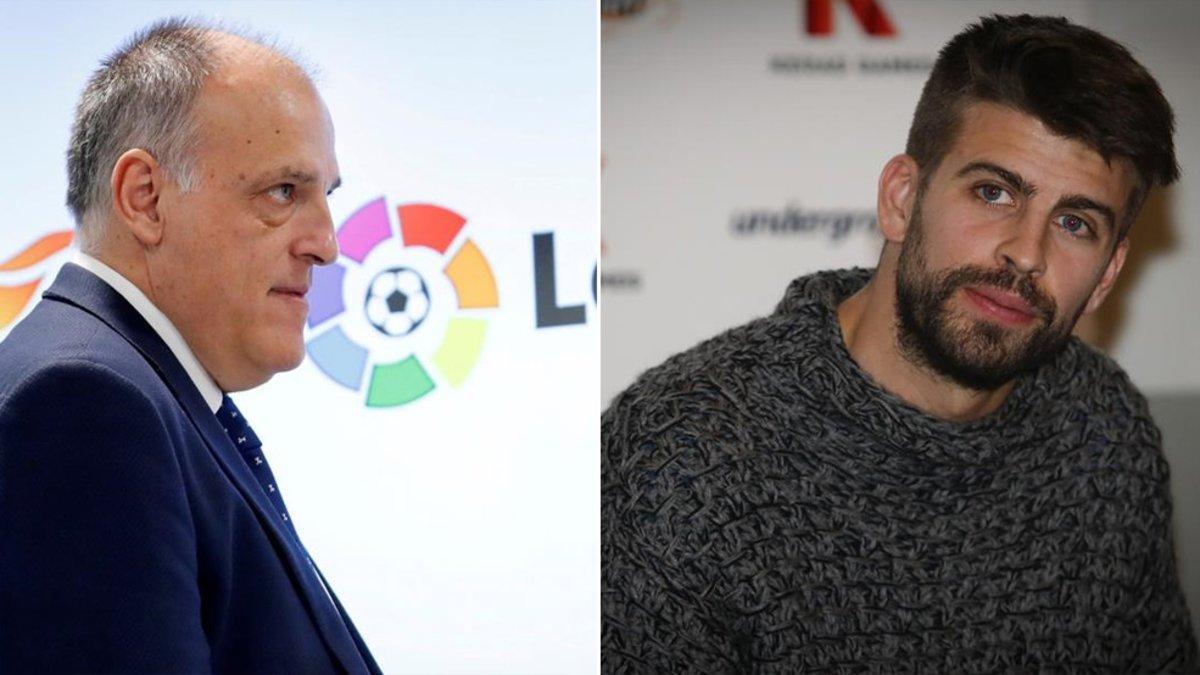 Javier Tebas y Gerard Piqué