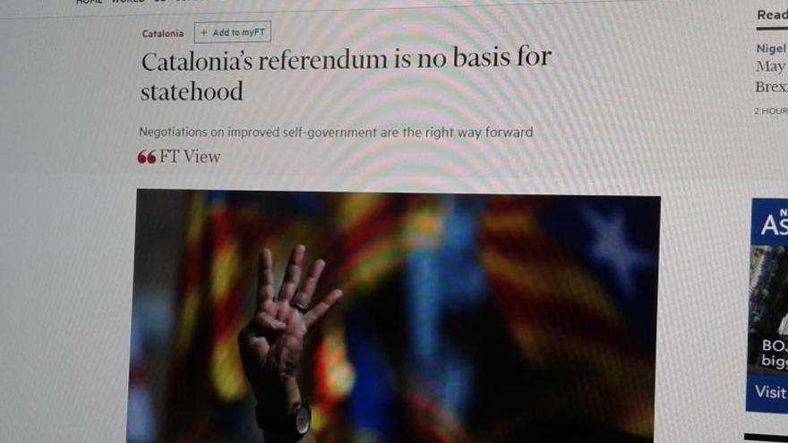 L&#039;editorial del Financial Times ataca la legitimitat del referèndum.