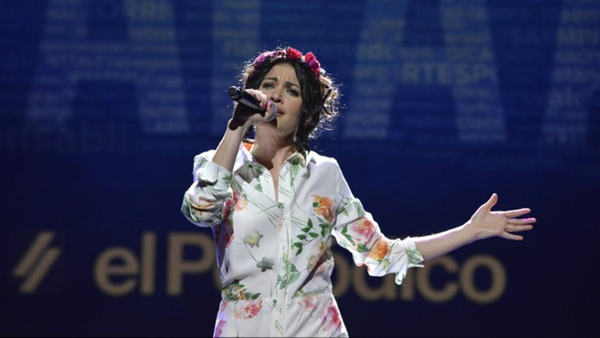 Elena Gadel, durante su actuación en la gala.