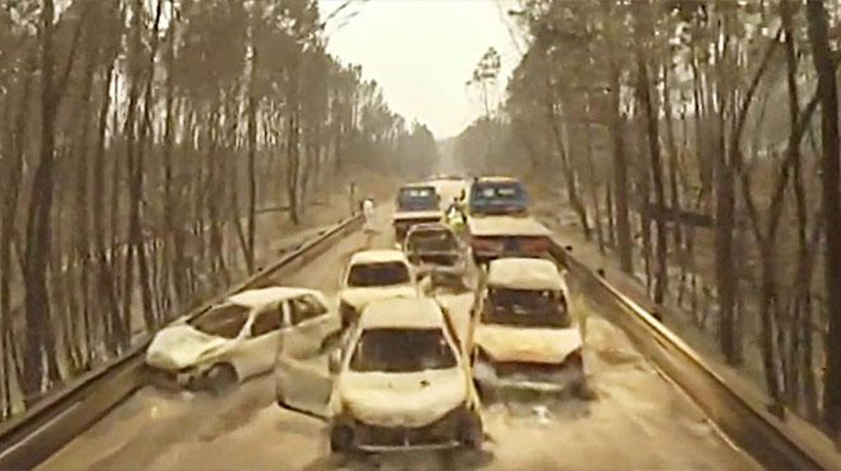 Les conseqüències de l’incendi de Portugal, a vista de dron.