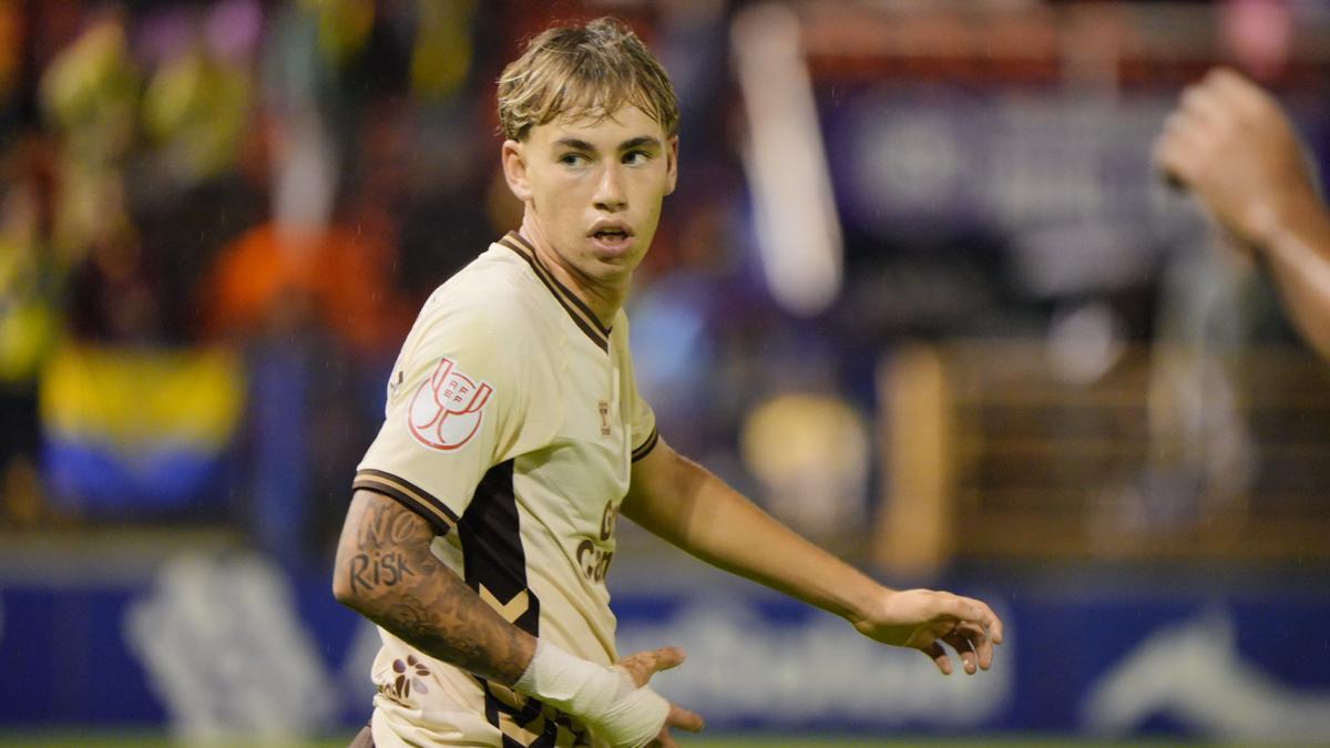Adam Arvelo, durante el duelo de Copa del Rey entre la UD y el CD Extremadura