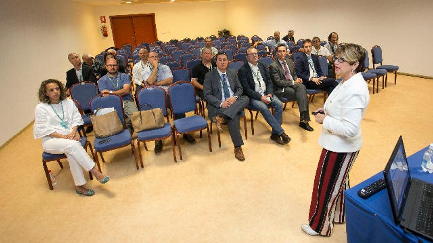 Salud Gil, presidenta de los constructores, durante su intervención, ayer.