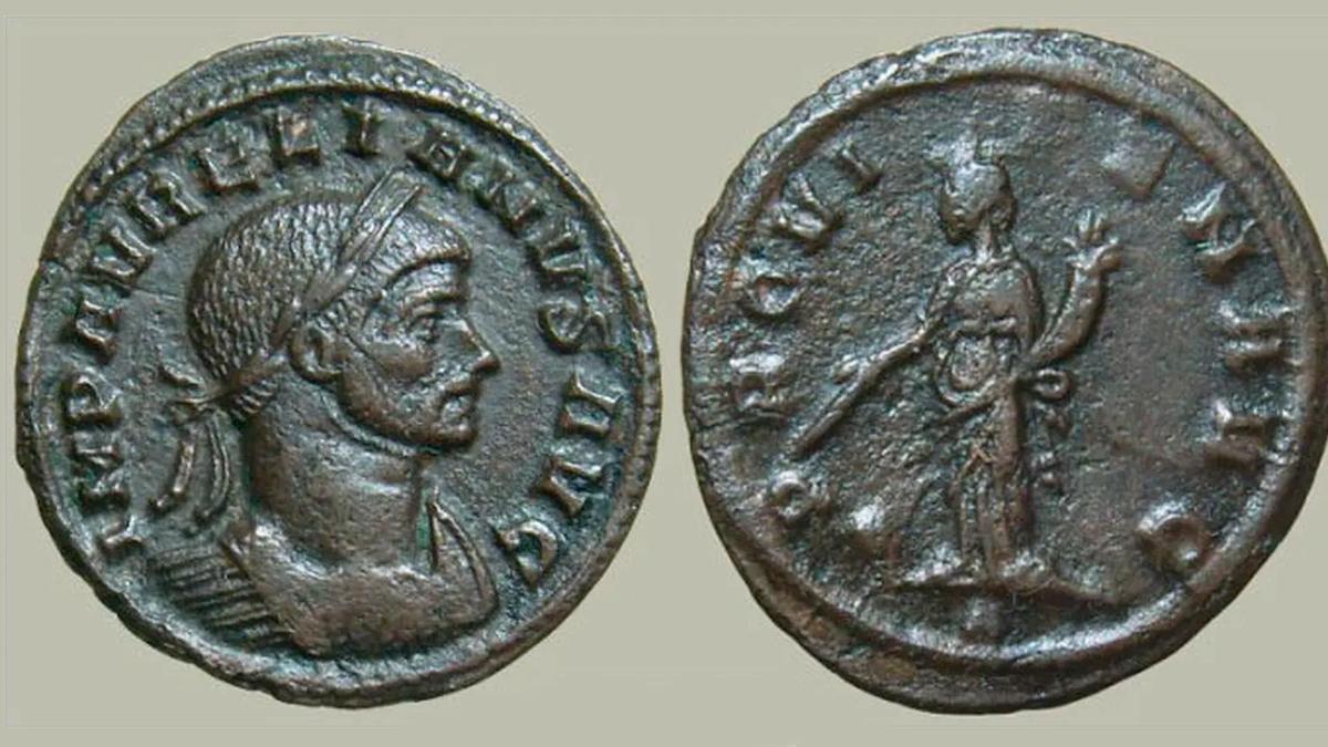 Un aureliano de cobre del siglo III.