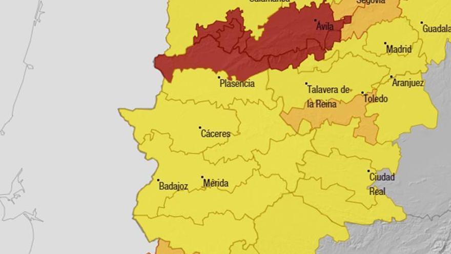 Activan la alerta roja por lluvia en el norte de Extremadura hasta medianoche