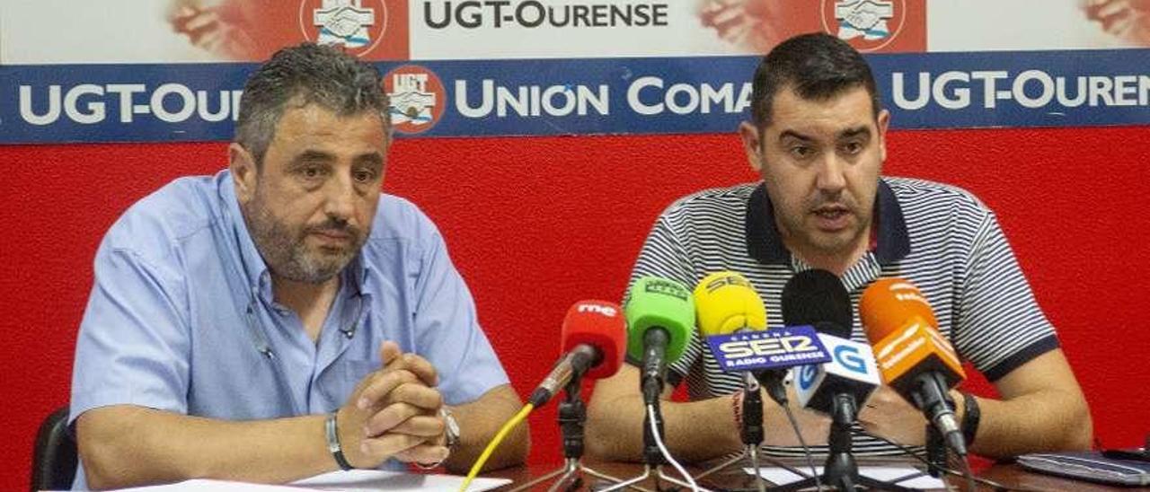 José Ramón González Rodríguez y Carlos Basalo Vidal en la sede de Unións Agrarias de Ourense. // C.P.