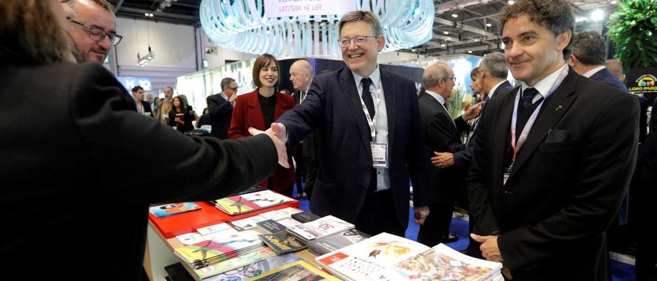 Ximo Puig y Francesc Colomer en una reciente edición de la World Travel Market de Londres.