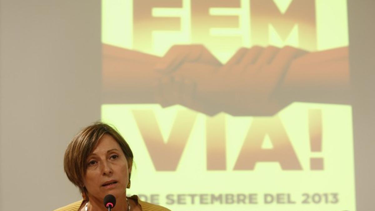 La presidenta de la ANC, Carme Forcadell, el martes, durante una rueda de prensa.