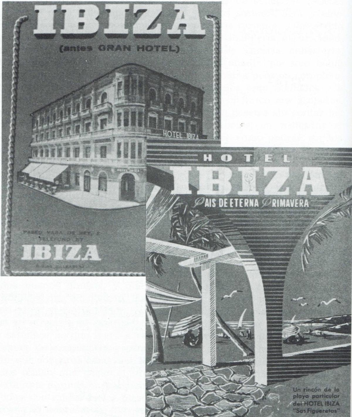 Fulletó en color editat el 1951 per Antoni Planells Ferrer per fomentar l’Hotel Ibiza i també l’illa d’Eivissa.