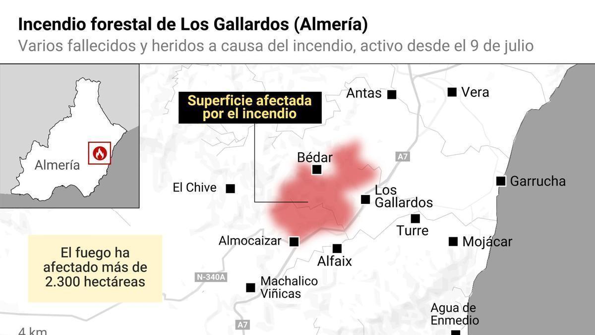 Imágenes aéreas del incendio de Los Gallardos.