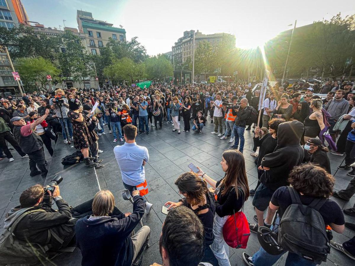 Manifestación antifascista de plaza Universitat