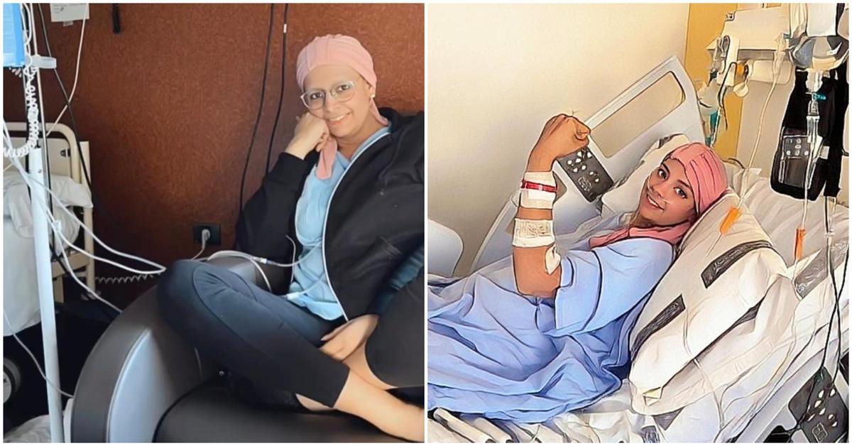 Paloma en sus sesiones de quimioterapia en el hospital