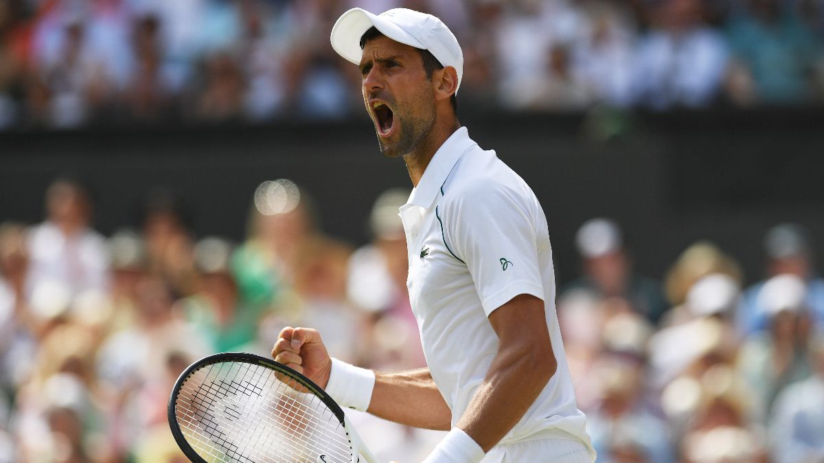 Djokovic celebrando un punto durante el partido