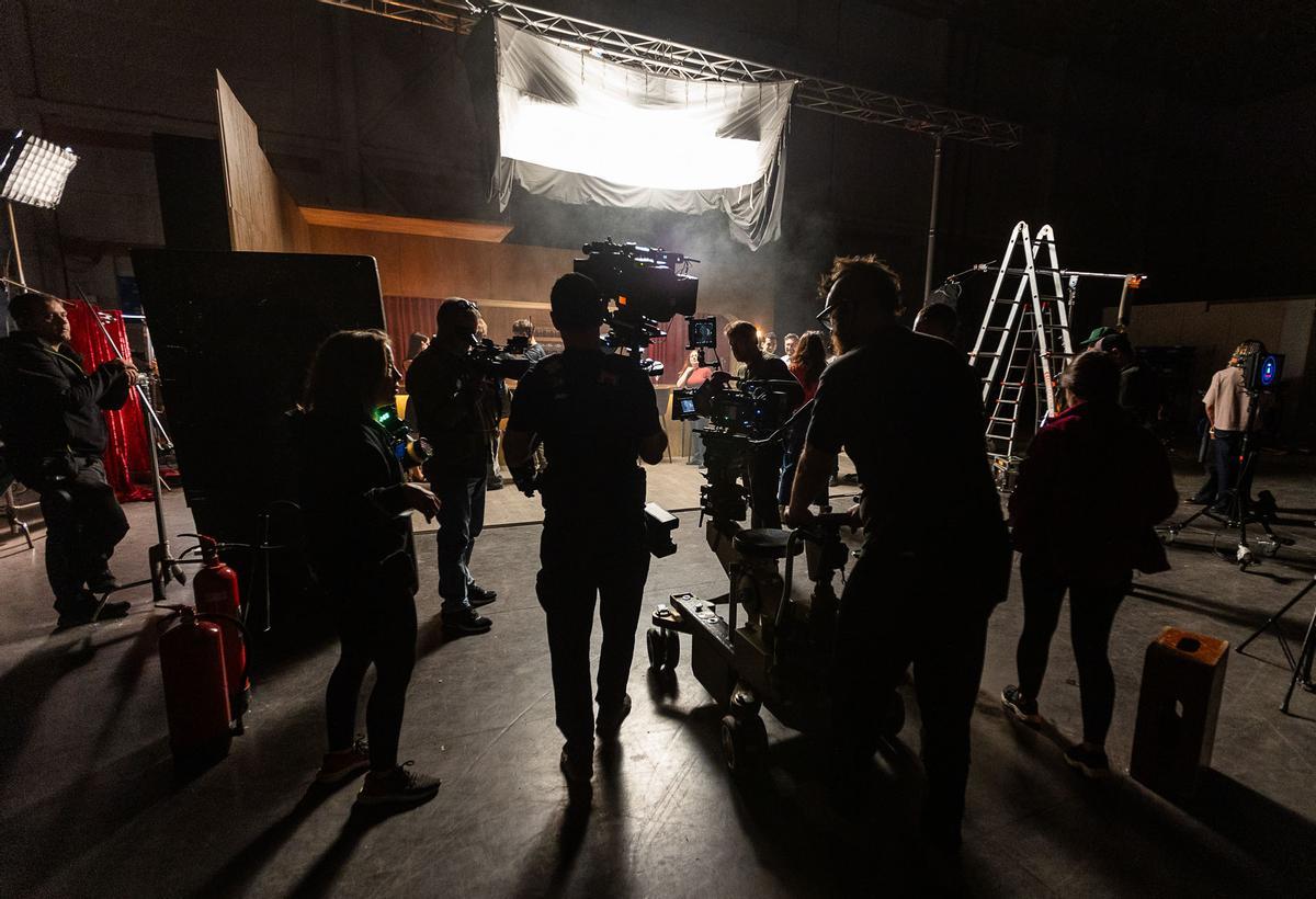Un momento del rodaje de una película en los estudios de Ciudad de la Luz