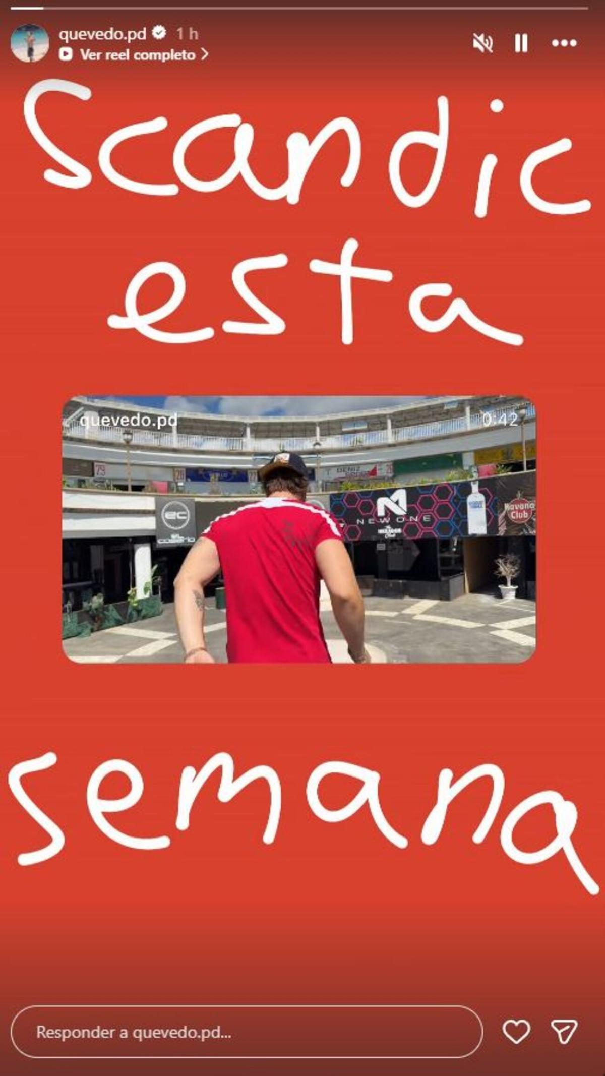 Captura de una historia de la cuenta de Instagram de Quevedo en la que anuncia el estreno de 'Scandic' esta semana
