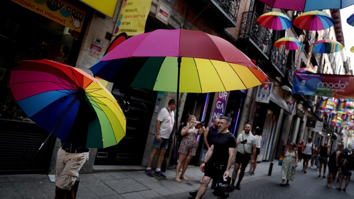 Reivindicación del Orgullo LGTBI en el barrio de Chueca de Madrid.