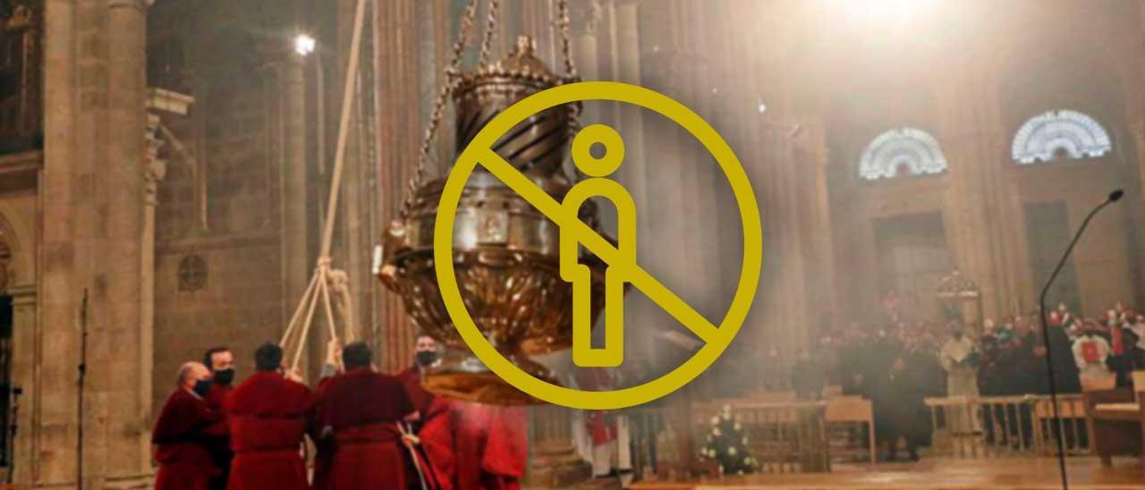El botafumeiro en acción en la catedral de Santiago de Compostela en la Traslación del Apóstol.