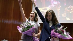 Irene Montero y Ione Belarra en el traspaso de carteras del Ministerio de Igualdad.