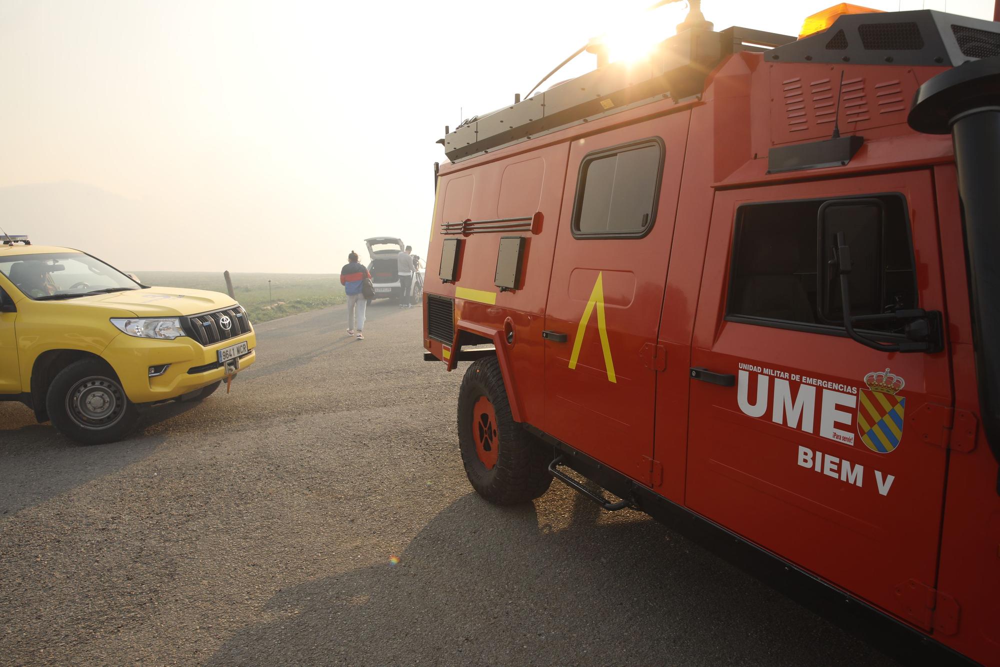 EN IMÁGENES: bomberos, vecinos y la UME luchan contra el preocupante incendio en Tineo