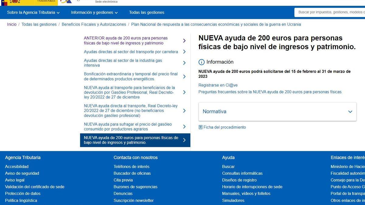 El formulario para pedir el cheque ayuda de 200 euros, listo en la web ...
