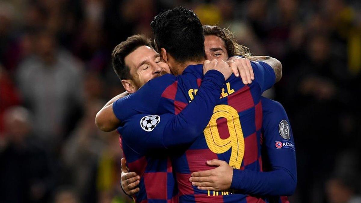 Messi, Suárez y Griezmann: la MSG celebra el triunfo ante el Dortmund