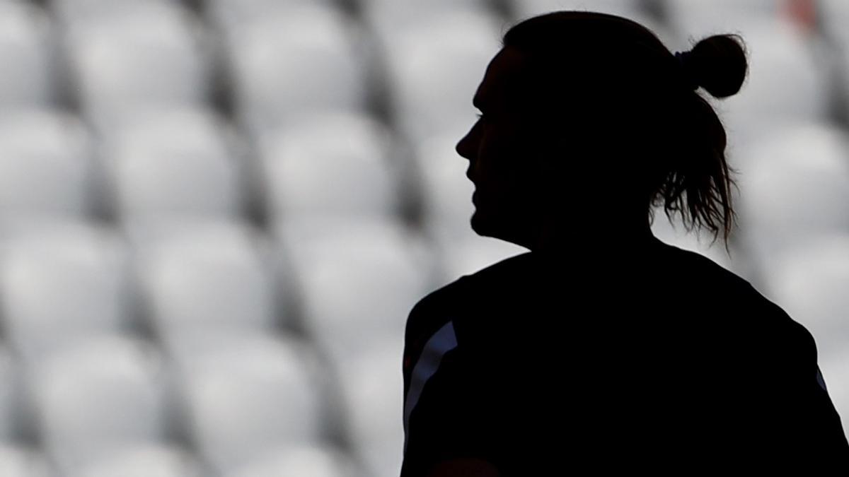 La silueta de Antoine Griezmann en el último entrenamiento de Francia en el Allianz Arena de Múnich..