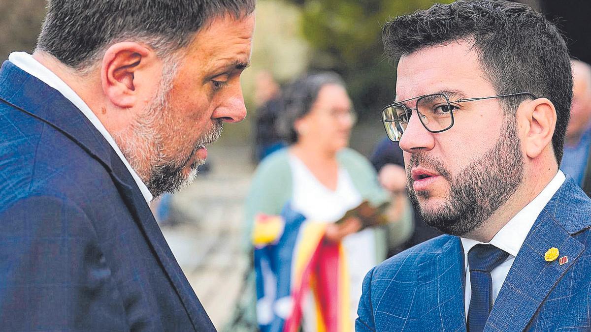 El líder de ERC, Oriol Junqueras, y el 'president' del Govern, Pere Aragonès.