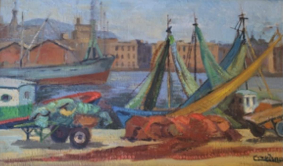 "Port", un dels dos quadres donats per la família al fons artístic de l'Ajuntament de Sant Fruitós