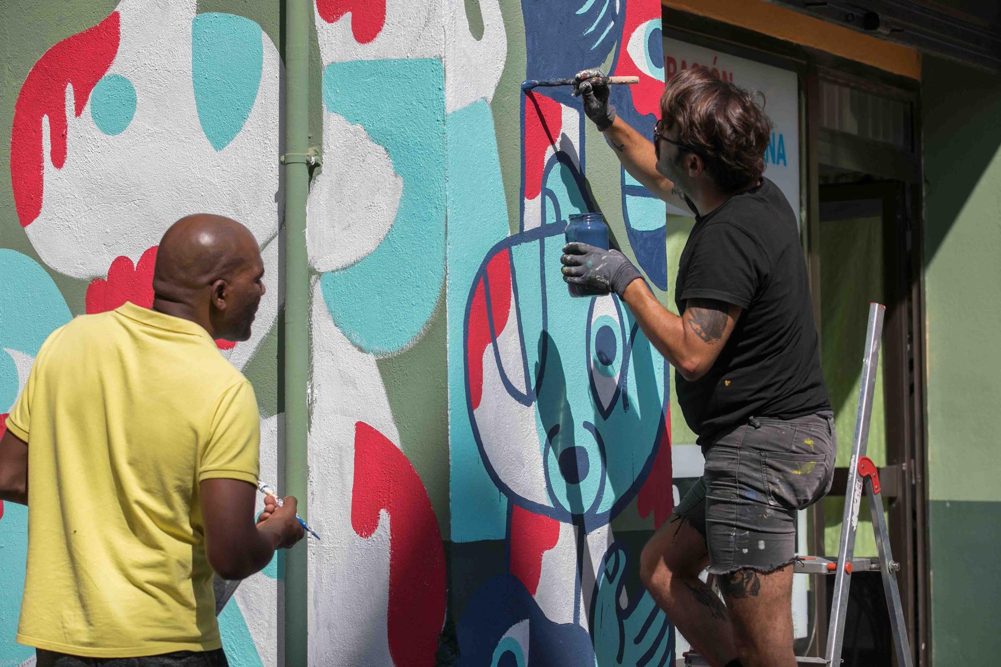 Mural de la tragedia en Melilla en la Union Africana