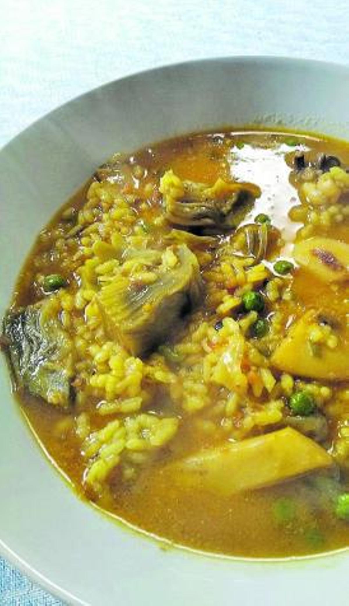 Arròs amb sípia, carxofes i sobrassada