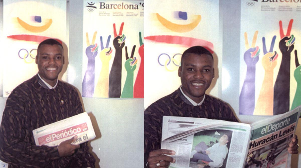 Promoció de Carl Lewis per a EL PERIÓDICO el 1992.