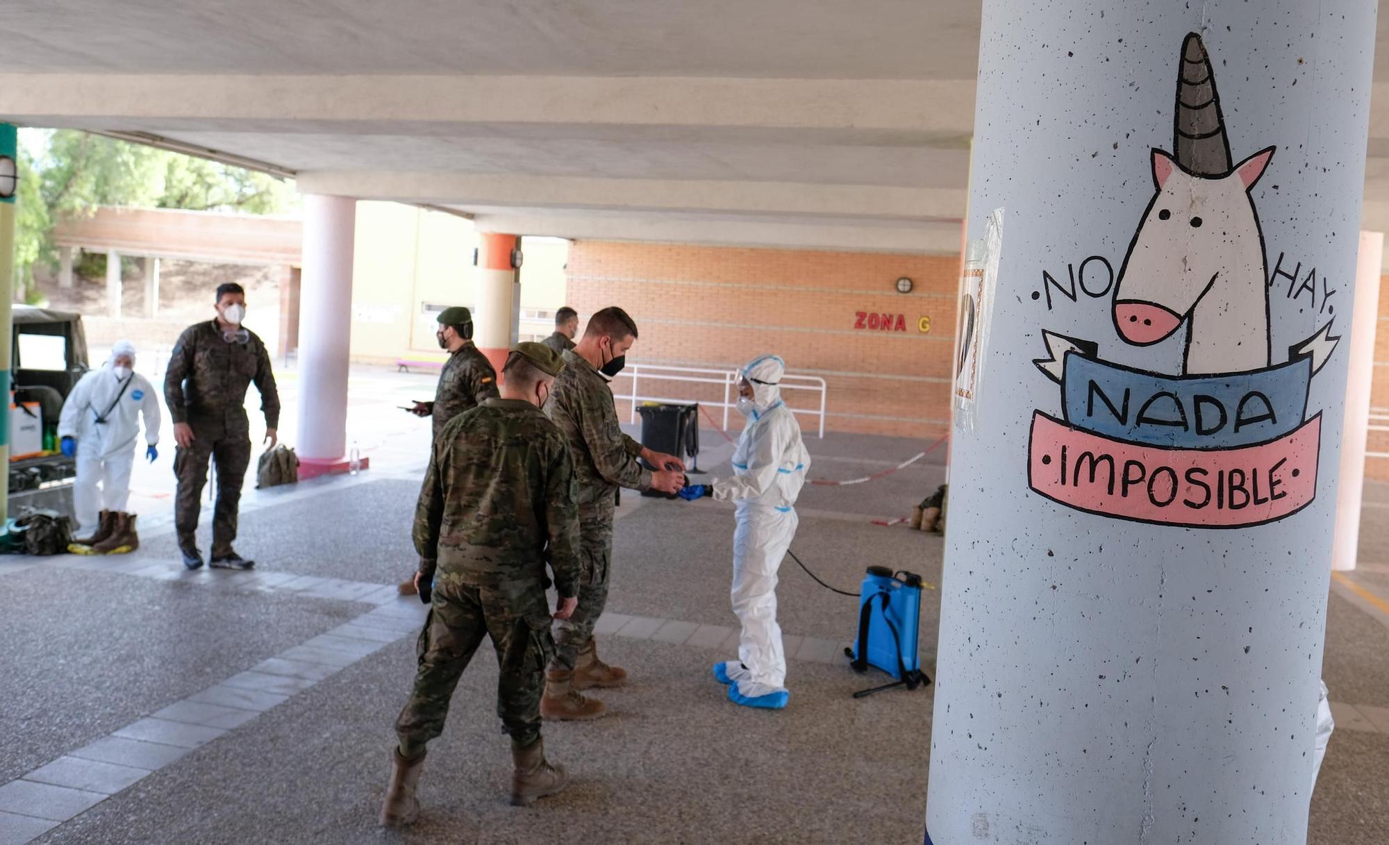 Militares del MOE desinfectan instalaciones de Monforte del Cid