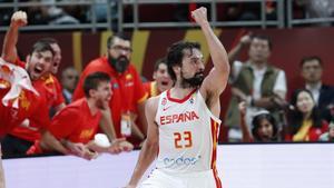 Sergio Llull celebra una canasta a Australia en la semifinal del Mundial.