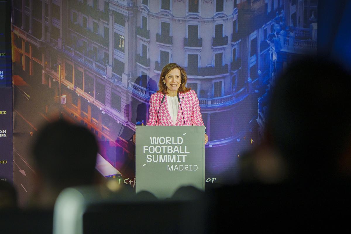 Marian Otamendi, CEO del World Football Summit, durante la inauguración de la última edición del congreso celebrada en Madrid.
